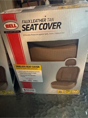 BELL Faux Leather Tan Seat Cover - Sideless